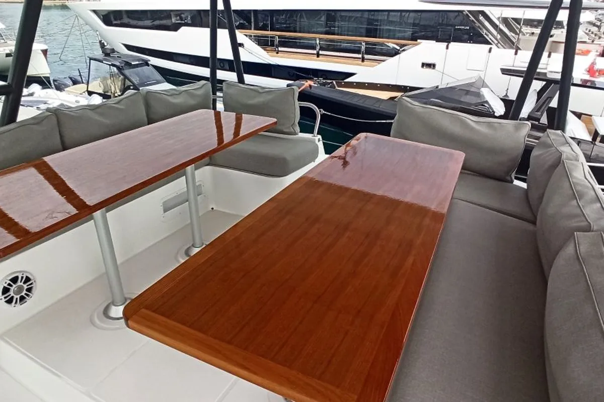 Deck of Adventure, a Bali 4.3 MY catamaran at Grad Biograd na Moru, Croatia