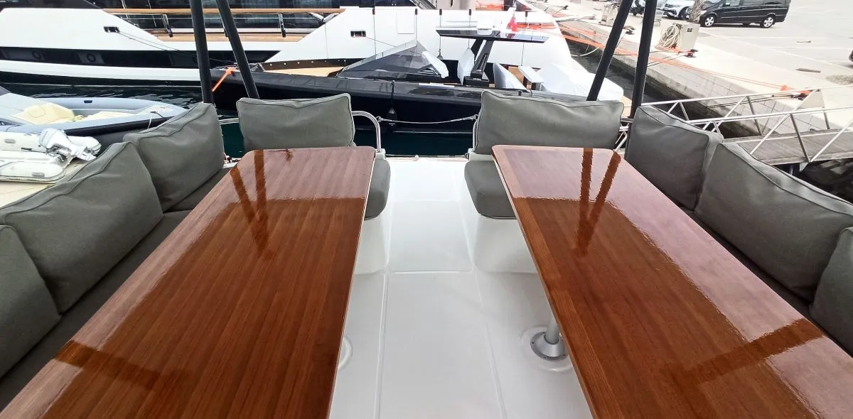 Deck of Adventure, a Bali 4.3 MY catamaran at Grad Biograd na Moru, Croatia