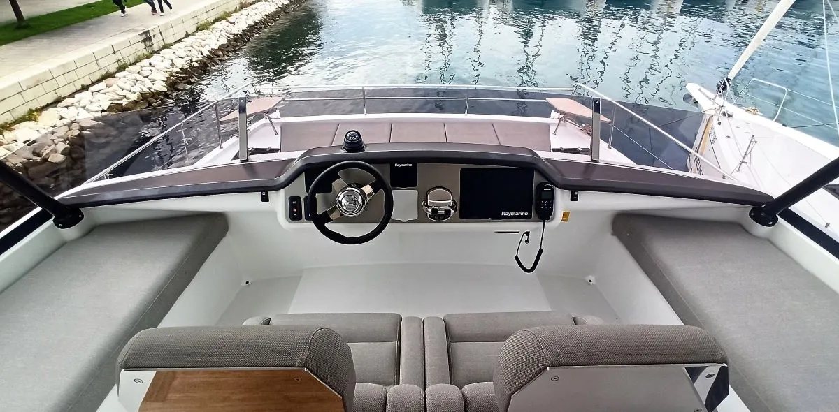 Cockpit of Adventure, a Bali 4.3 MY catamaran at Grad Biograd na Moru, Croatia