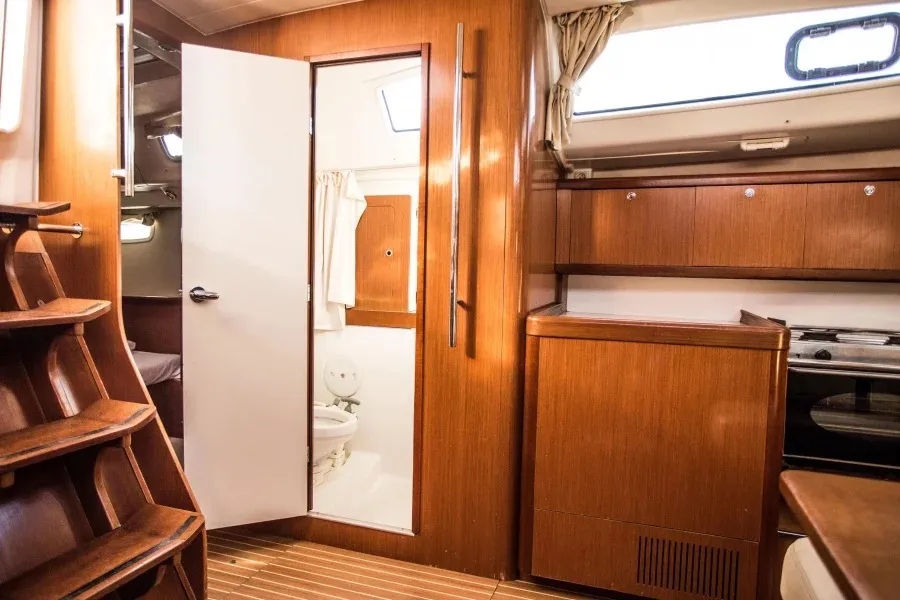 Head on Starcat, a Beneteau Oceanis 43 sailboat at Sithonia, Greece