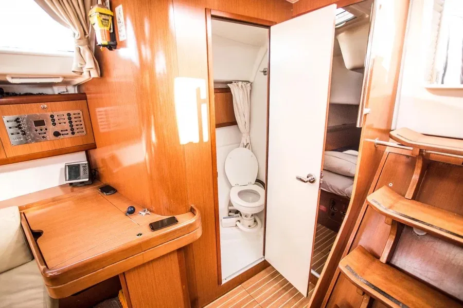 Head on Starcat, a Beneteau Oceanis 43 sailboat at Sithonia, Greece