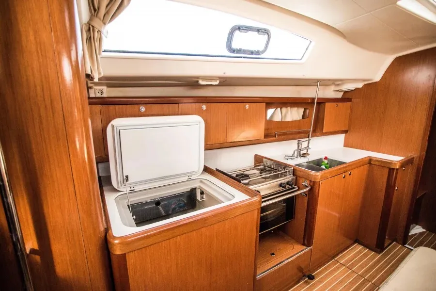 Galley of Starcat, a Beneteau Oceanis 43 sailboat at Sithonia, Greece