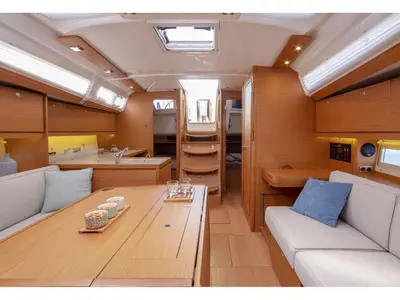 Salon of Ino, a Dufour 390 Grand Large sailboat at Athens, Greece