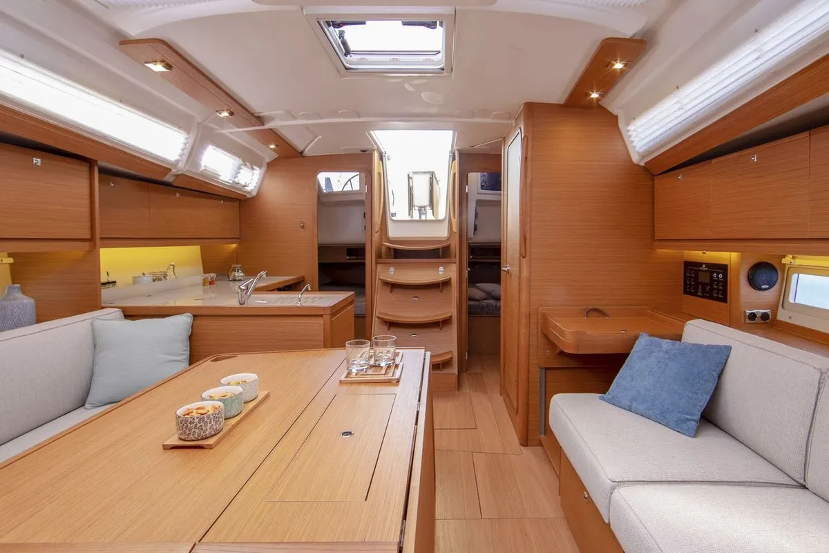 Salon of Ino, a Dufour 390 Grand Large sailboat at Athens, Greece