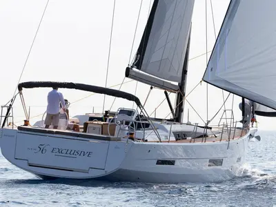 Exterior view of POSEIDON, a Dufour 56 Exclusive sailboat at Sithonia Municipal Unit, Greece