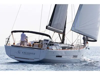 Exterior view of POSEIDON, a Dufour 56 Exclusive sailboat at Sithonia Municipal Unit, Greece