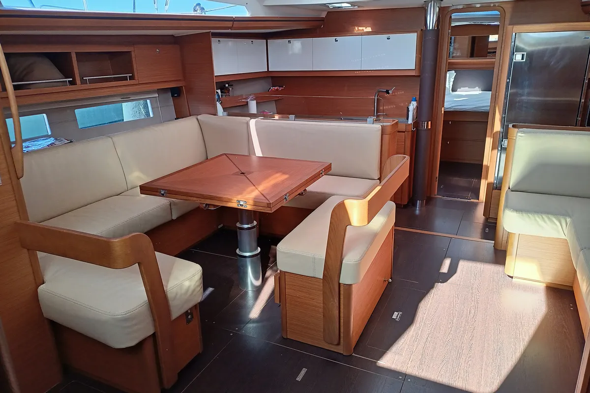 Salon of POSEIDON, a Dufour 56 Exclusive sailboat at Sithonia Municipal Unit, Greece