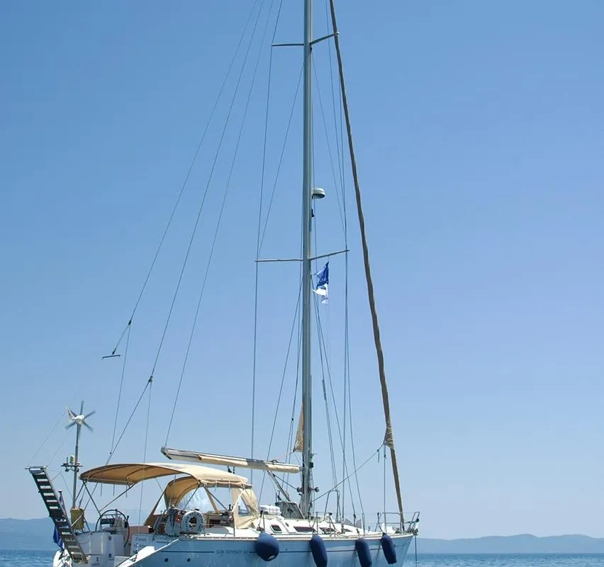Stavros tou Notou, a Jeanneau 51 sailboat at Τροκαντερό, Greece