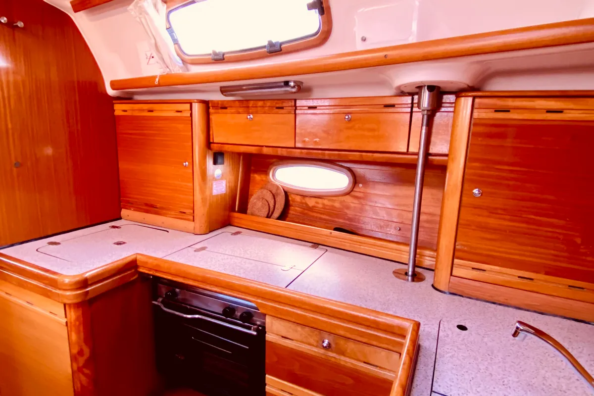 Galley of Iro, a Bavaria 42 Cruiser sailboat at Municipal Unit of Lefkada, Greece