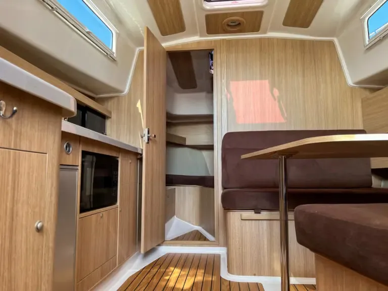 Salon of Bareja, a Northman Nexus Revo 870 Prestige motorboat at Sztynort, Poland
