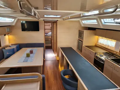 Salon of PRESTIGE I, a D&D Kufner 50 sailboat at Grad Trogir, Croatia