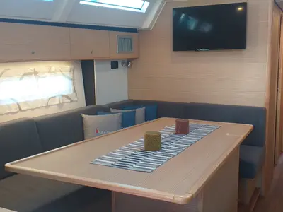 Salon of PRESTIGE I, a D&D Kufner 50 sailboat at Grad Trogir, Croatia