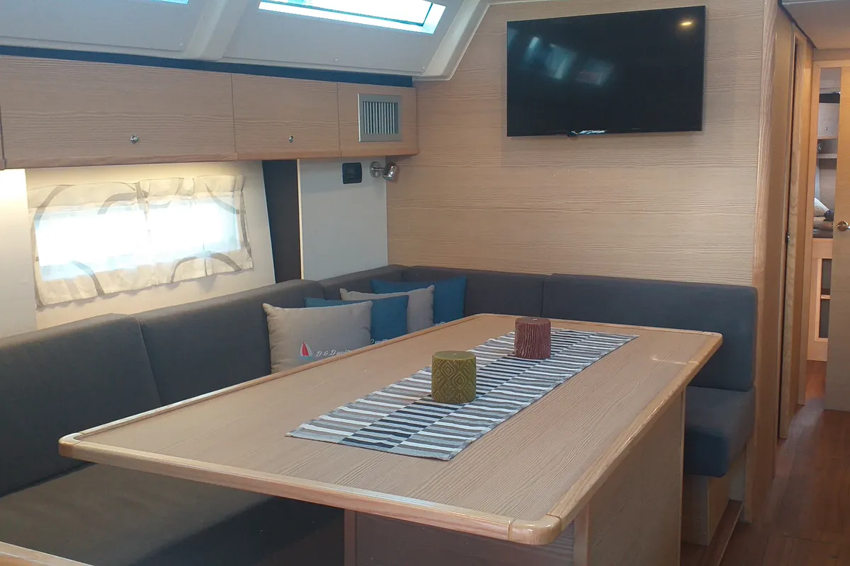 Salon of PRESTIGE I, a D&D Kufner 50 sailboat at Grad Trogir, Croatia