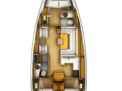 Floor plan of Eternity, a Jeanneau Sun Odyssey 409 sailboat at Municipal Unit of Lefkada, Greece