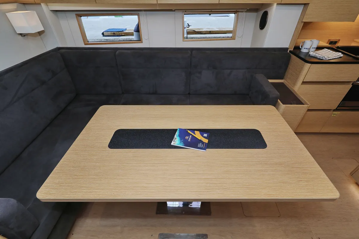 Salon of Moje, a Hanse 548 sailboat at Grad Trogir, Croatia