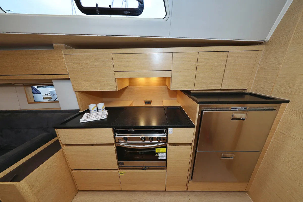 Galley of Moje, a Hanse 548 sailboat at Grad Trogir, Croatia