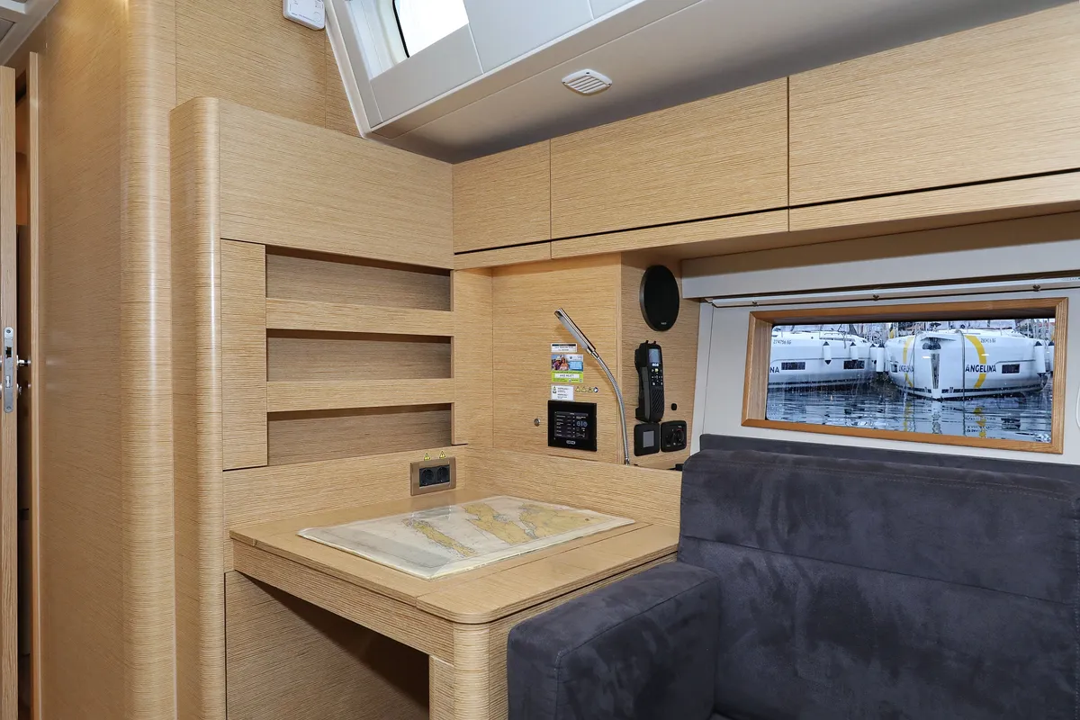 Salon of Moje, a Hanse 548 sailboat at Grad Trogir, Croatia