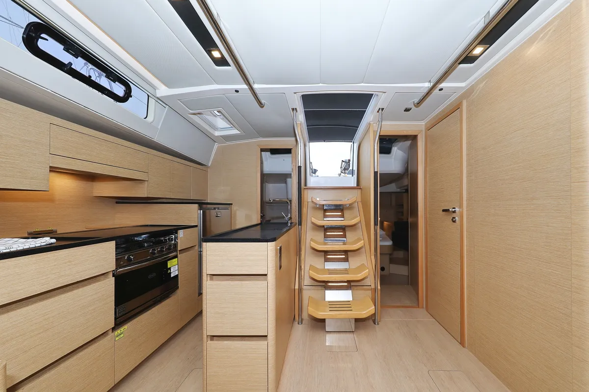 Galley of Moje, a Hanse 548 sailboat at Grad Trogir, Croatia