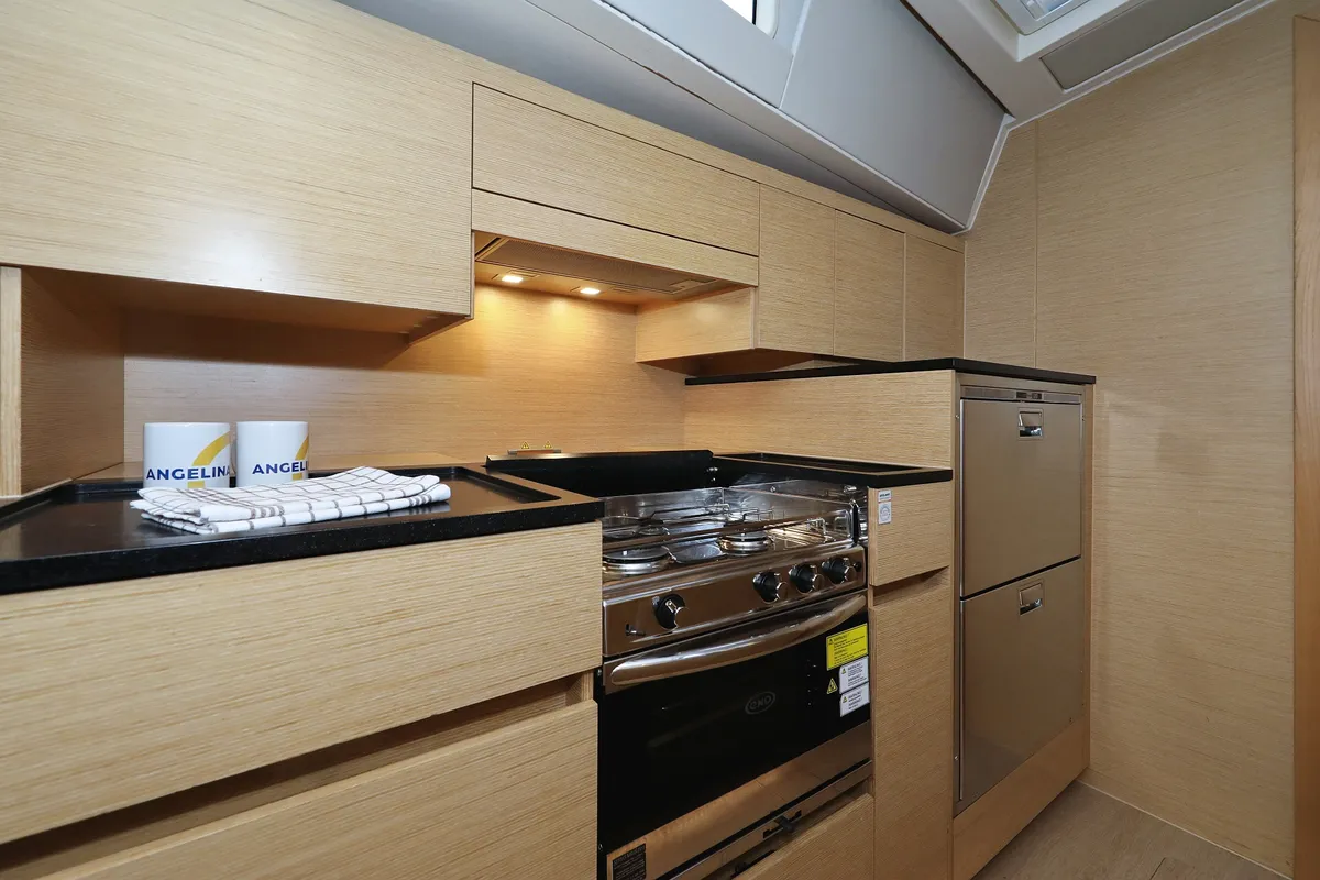Galley of Moje, a Hanse 548 sailboat at Grad Trogir, Croatia