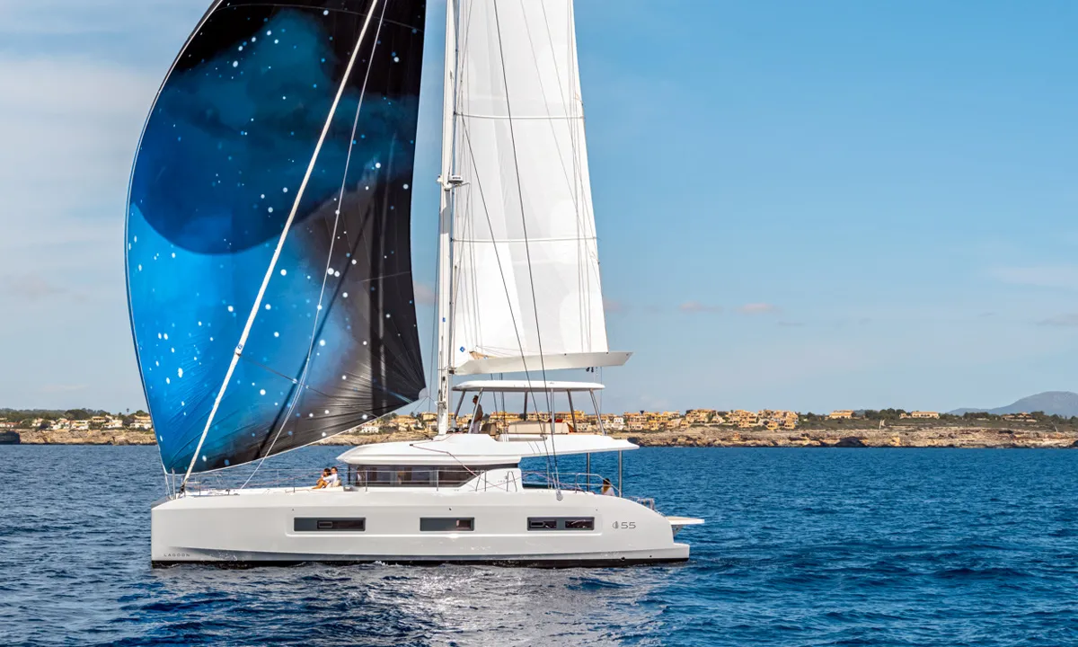 Exterior view of Adriatic Pearl, a Lagoon 55 catamaran at Grad Kaštela, Croatia