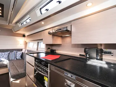 Galley of Hot Stuff, a Hanse 588 sailboat at Grad Kaštela, Croatia