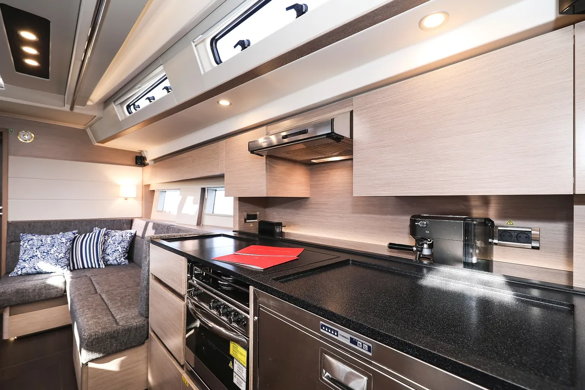Galley of Hot Stuff, a Hanse 588 sailboat at Grad Kaštela, Croatia