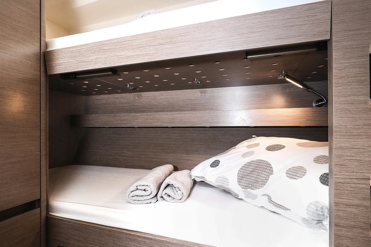 Cabin on Hot Stuff, a Hanse 588 sailboat at Grad Kaštela, Croatia