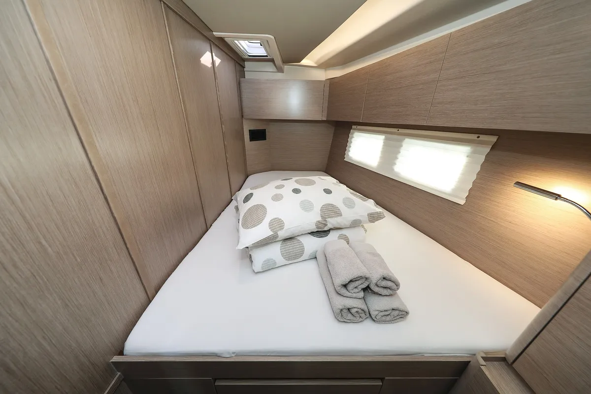 Cabin on Hot Stuff, a Hanse 588 sailboat at Grad Kaštela, Croatia