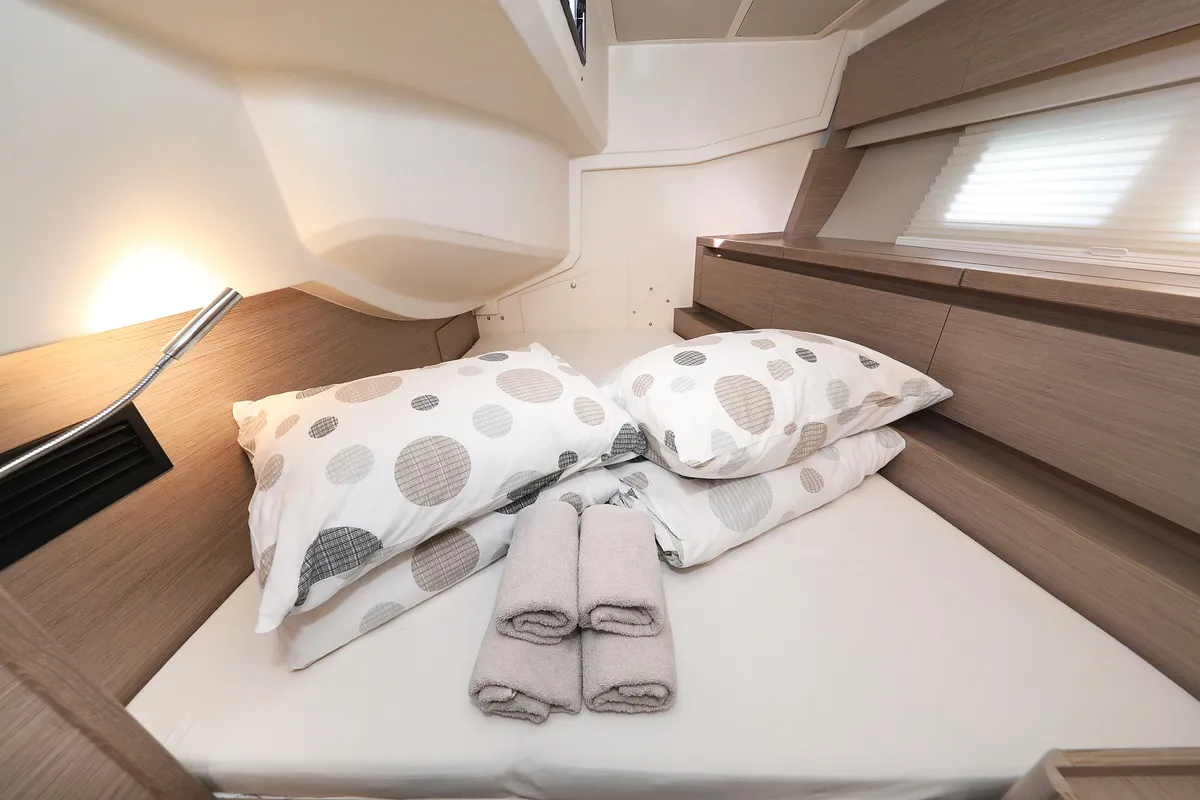 Cabin on Hot Stuff, a Hanse 588 sailboat at Grad Kaštela, Croatia