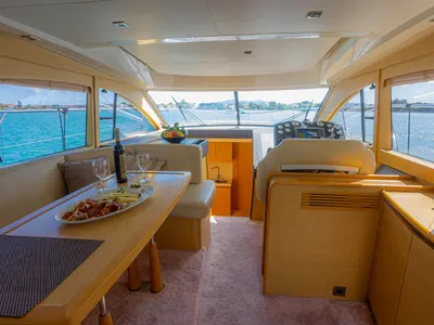 Salon of Lamona, a Beneteau Monte Carlo 47 Fly motor yacht at Općina Sukošan, Croatia