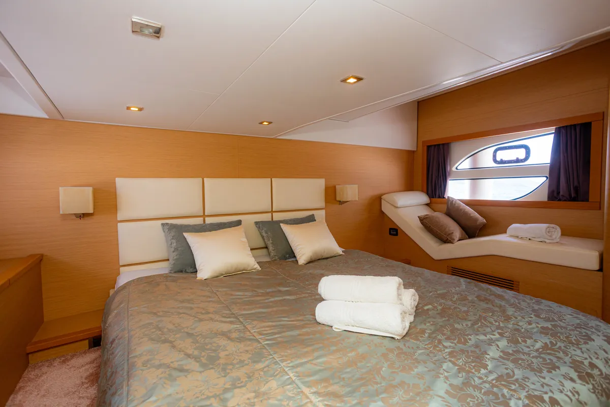 Cabin on Lamona, a Beneteau Monte Carlo 47 Fly motor yacht at Općina Sukošan, Croatia