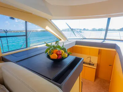 Galley of Lamona, a Beneteau Monte Carlo 47 Fly motor yacht at Općina Sukošan, Croatia