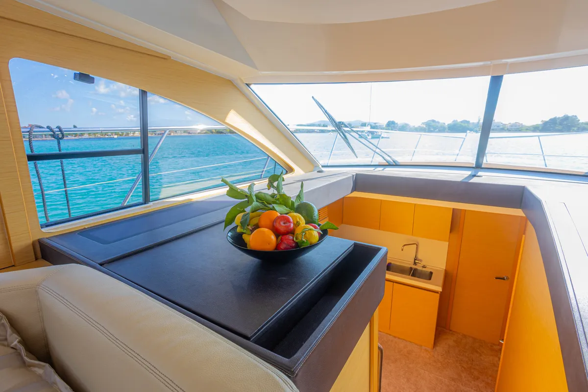 Galley of Lamona, a Beneteau Monte Carlo 47 Fly motor yacht at Općina Sukošan, Croatia