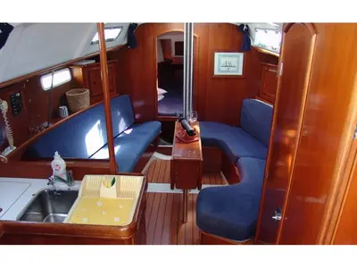 Salon of Martha, a Beneteau Oceanis 331 sailboat at Municipal Unit of Lefkada, Greece