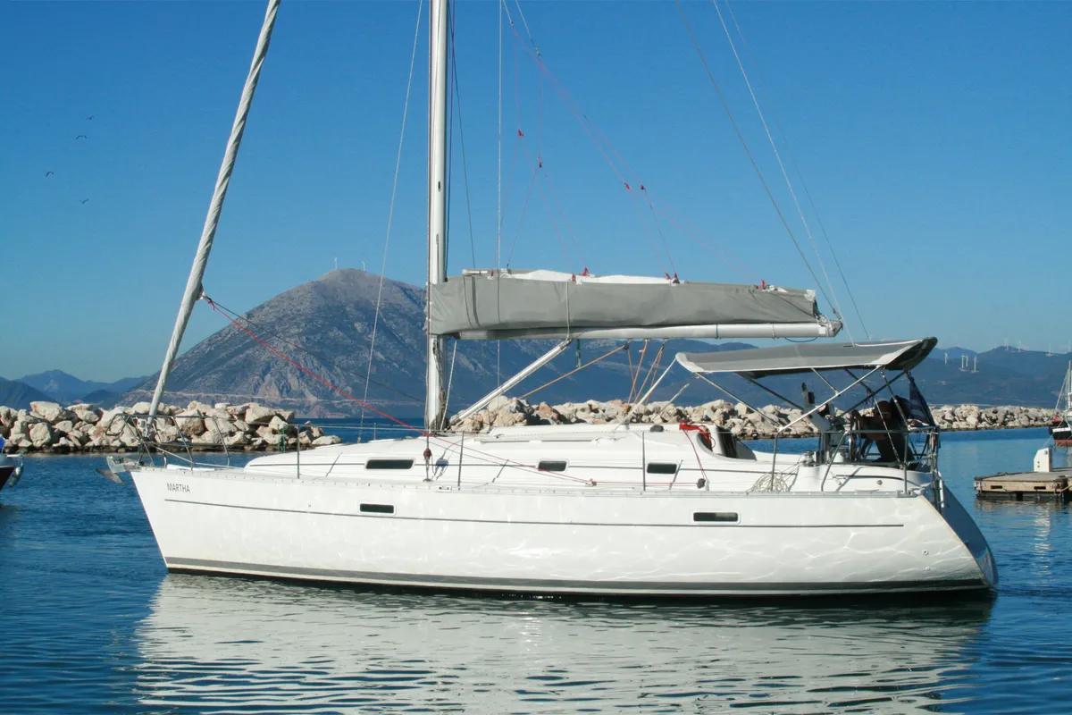Exterior view of Martha, a Beneteau Oceanis 331 sailboat at Municipal Unit of Lefkada, Greece