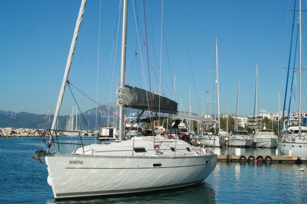 Exterior view of Martha, a Beneteau Oceanis 331 sailboat at Municipal Unit of Lefkada, Greece