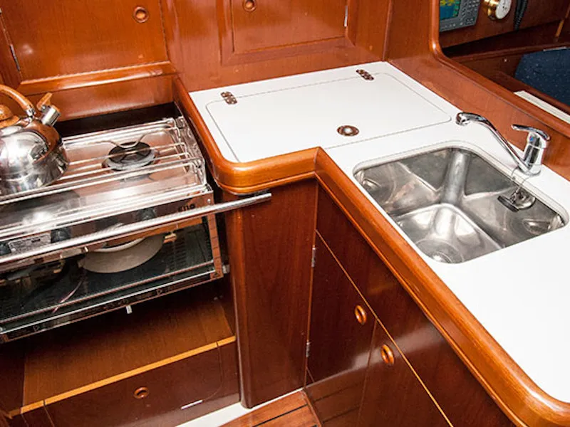 Galley of Martha, a Beneteau Oceanis 331 sailboat at Municipal Unit of Lefkada, Greece