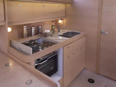 Galley of Freedom, a Dufour 410 GL sailboat at Athens, Greece