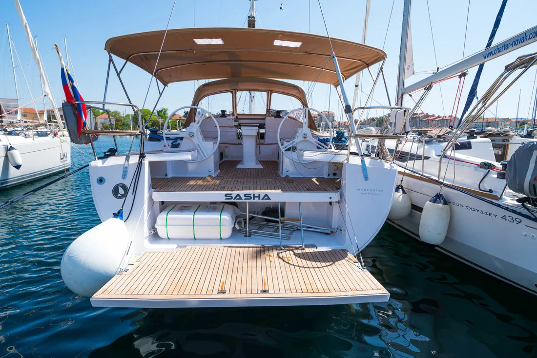 Sasha, a Elan Impression 50 sailboat at Biograd na Moru, Croatia
