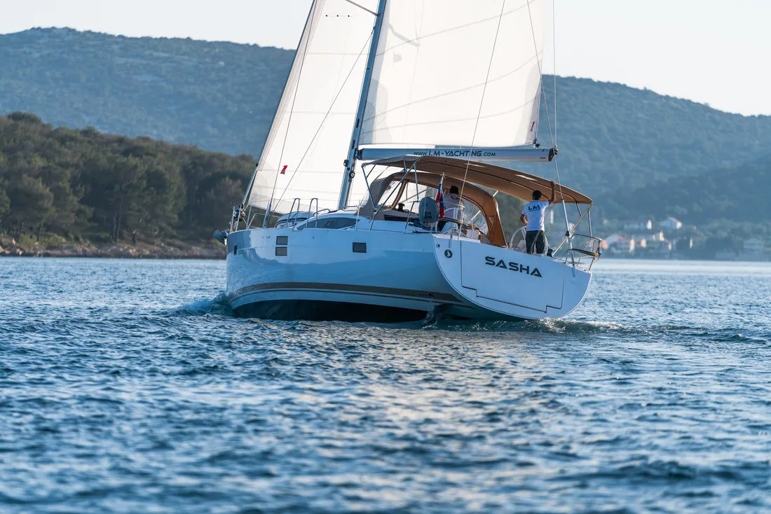 Sasha, a Elan Impression 50 sailboat at Biograd na Moru, Croatia