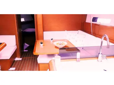 Salon of ARIES, a Jeanneau Sun Odyssey 409 sailboat at Baška Voda, Croatia