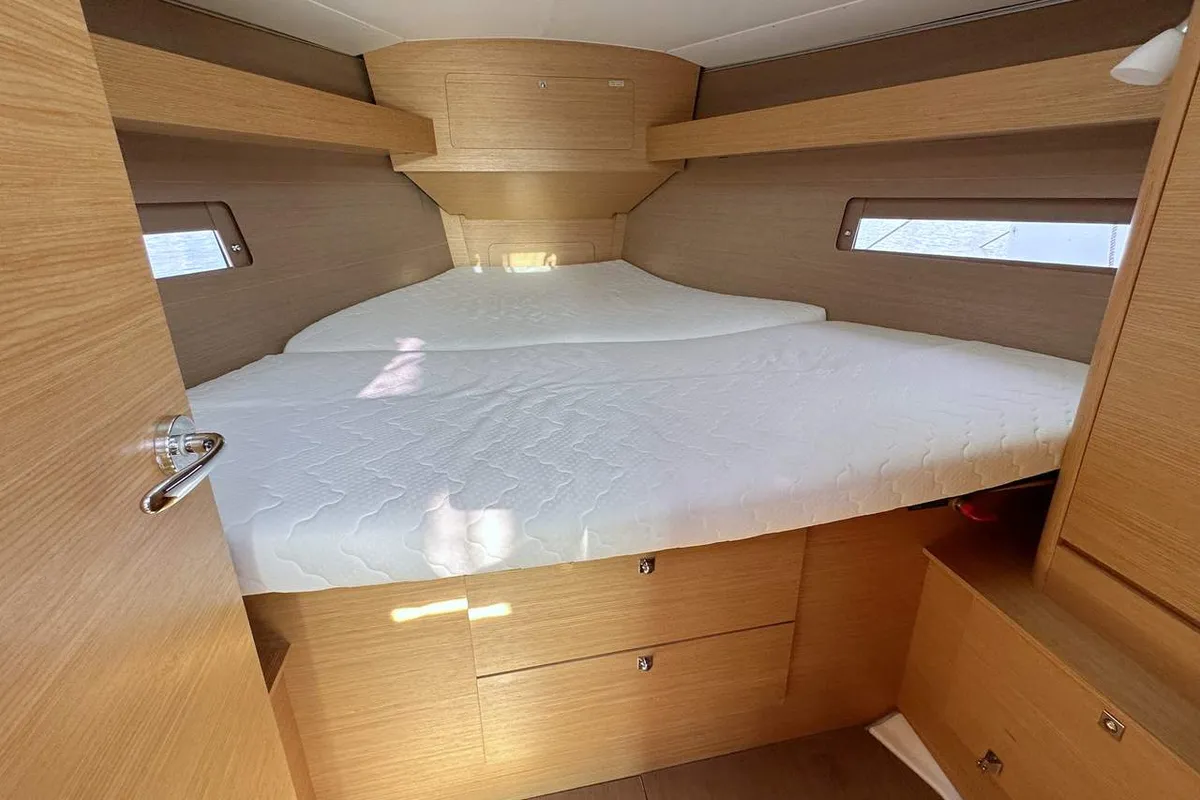 Cabin on Lia, a Dufour 382 GL sailboat at Barth, Germany