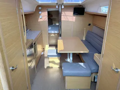 Salon of Lia, a Dufour 382 GL sailboat at Barth, Germany