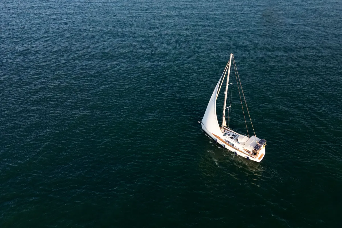 Exterior view of Anegada, a Beneteau Oceanis 46 sailboat at Athens, Greece