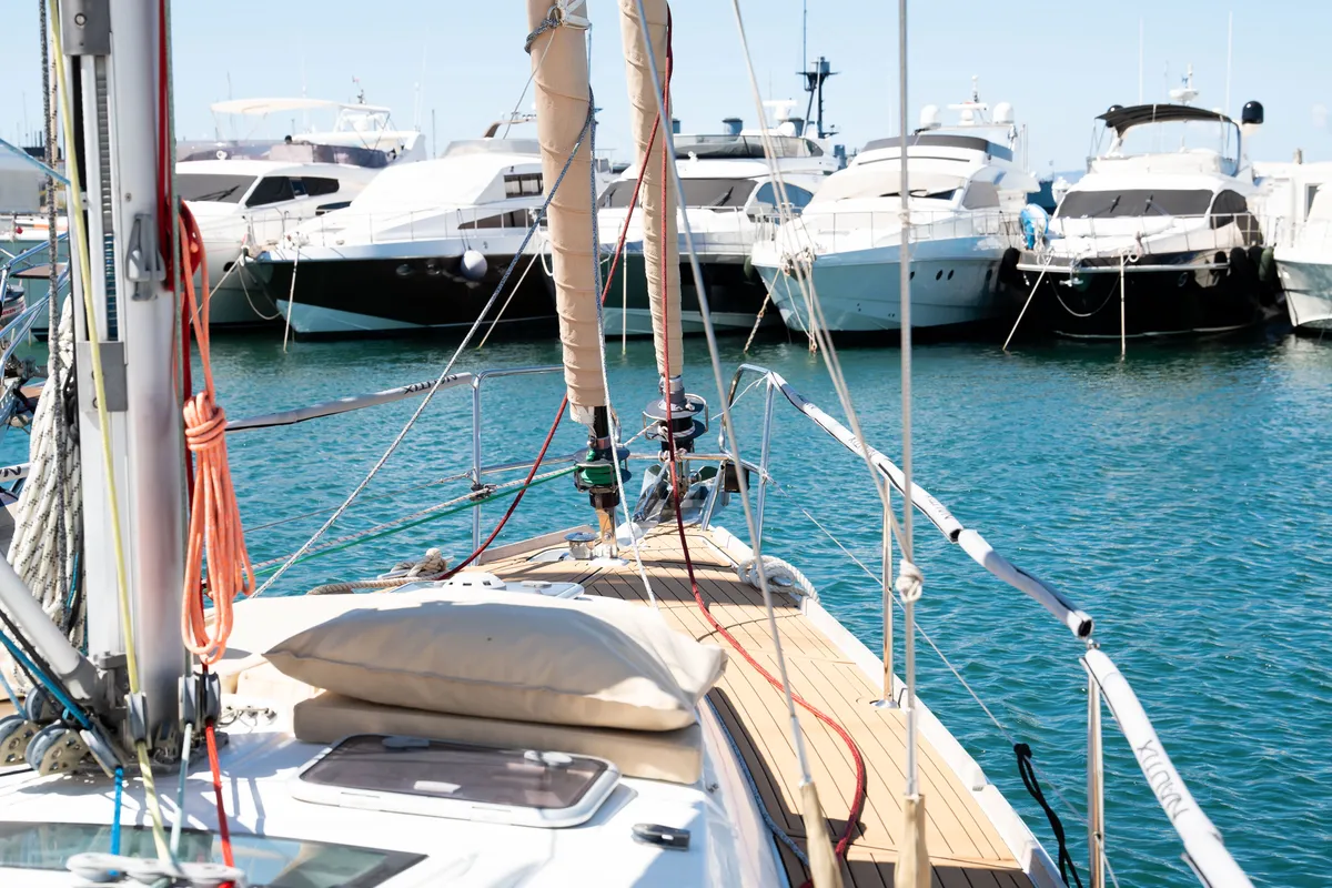 Exterior view of Anegada, a Beneteau Oceanis 46 sailboat at Athens, Greece