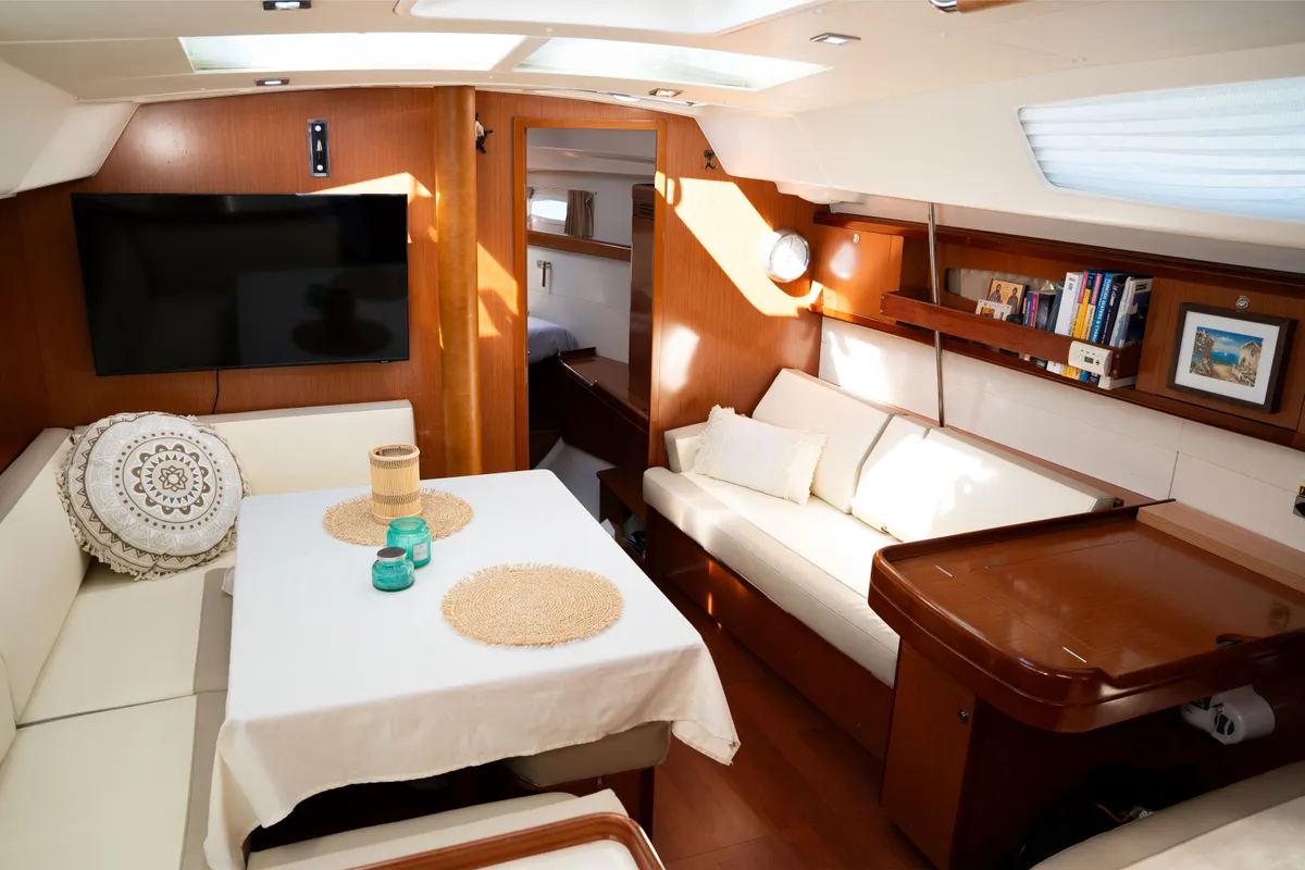 Salon of Anegada, a Beneteau Oceanis 46 sailboat at Athens, Greece