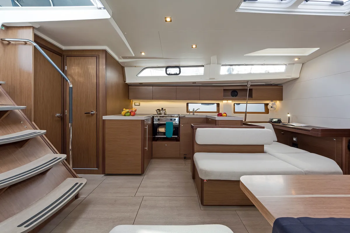 Salon of Mamakita, a Beneteau Oceanis 51.1 sailboat at Athens, Greece