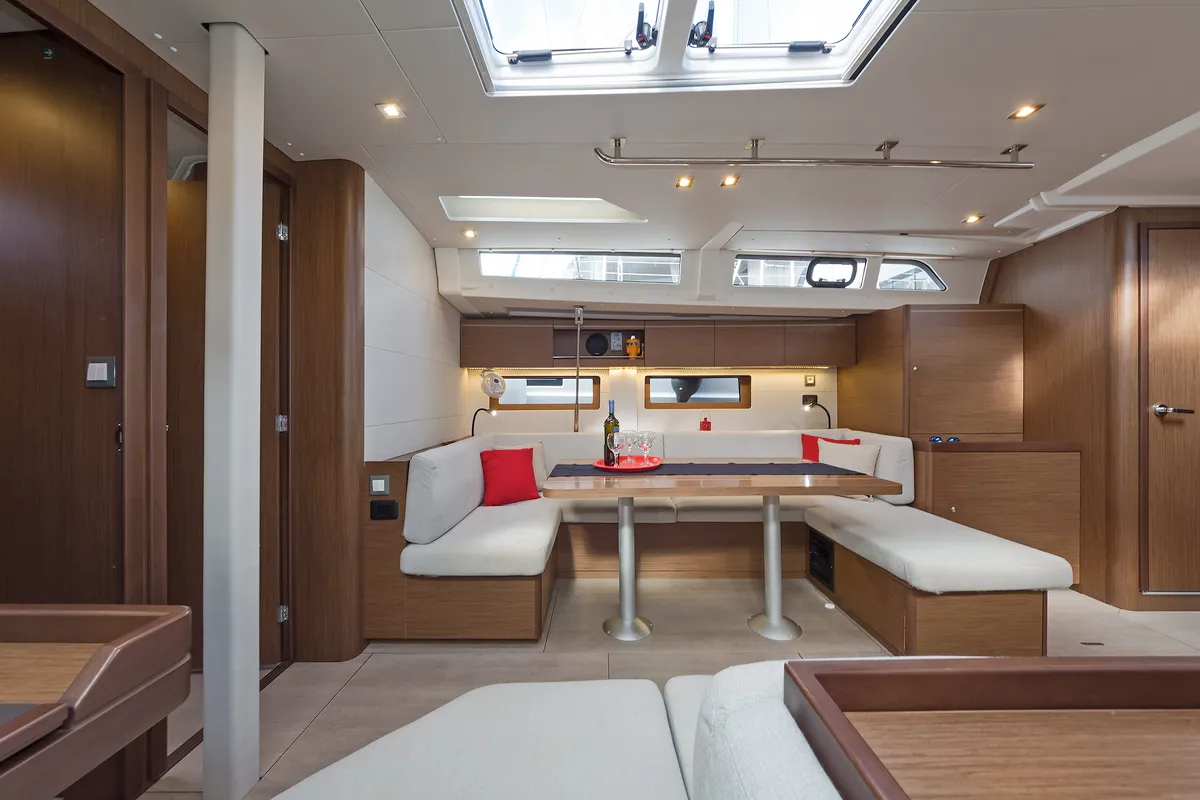 Salon of Mamakita, a Beneteau Oceanis 51.1 sailboat at Athens, Greece