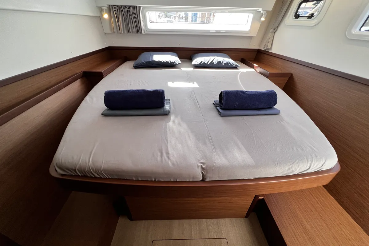 Cabin on Odessa, a Lagoon 42 catamaran at Ibiza, Spain