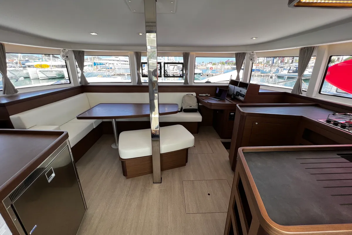 Salon of Odessa, a Lagoon 42 catamaran at Ibiza, Spain